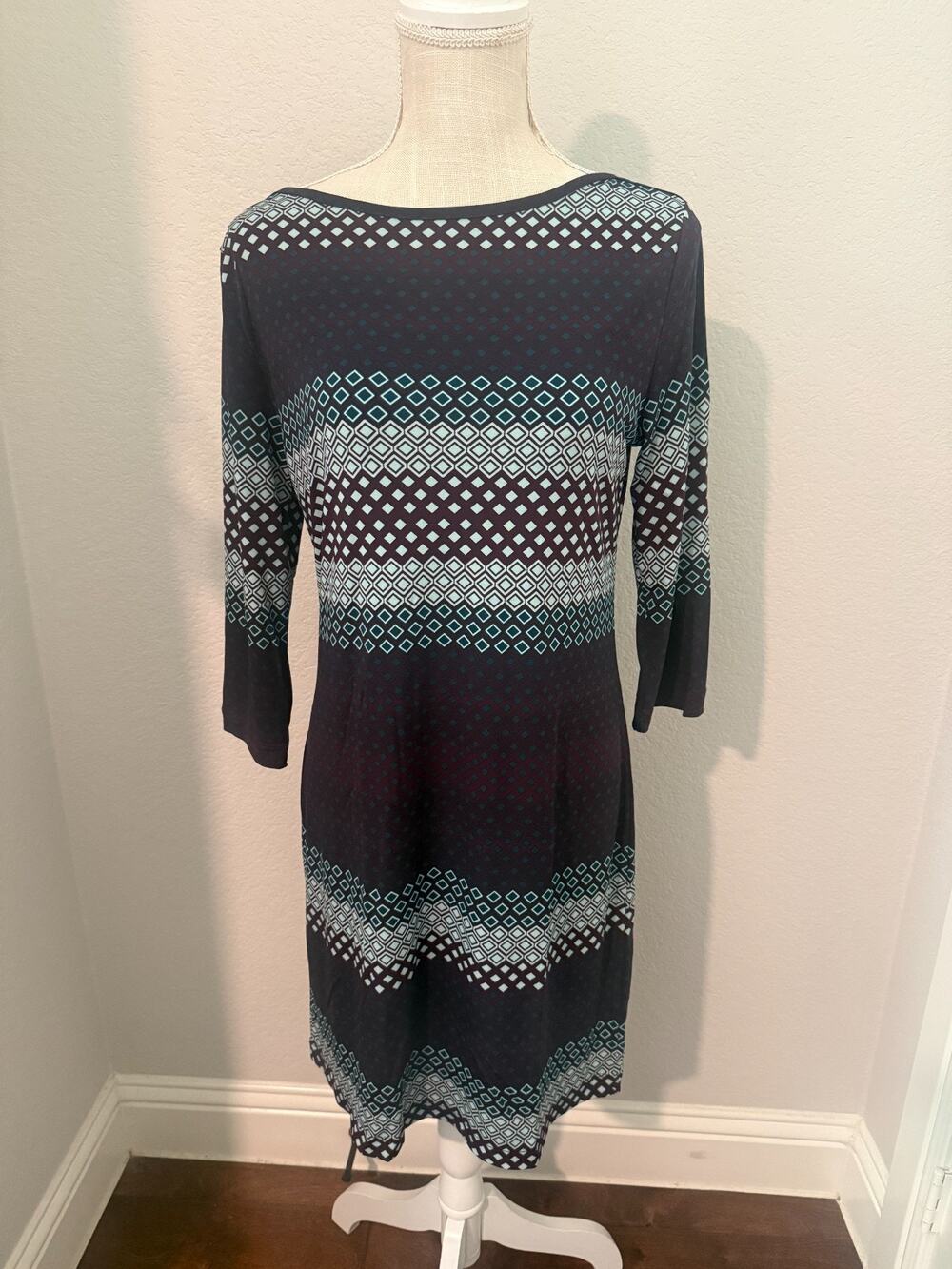 Banana Republic Shift Dress Women's Purple Blue Geometric Office Workwear Size M